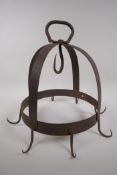 A late C18th hand wrought iron game rack, 38cm high