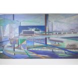 An impressionist industrial landscape, oil on board, AF, 124 x 69cms