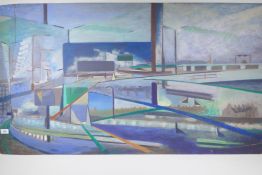 An impressionist industrial landscape, oil on board, AF, 124 x 69cms