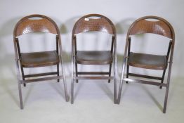 Three Thonet bentwood folding chairs