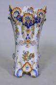 An antique faience vase, possibly Qimper, marked to base 30cm high, AF hairline cracks