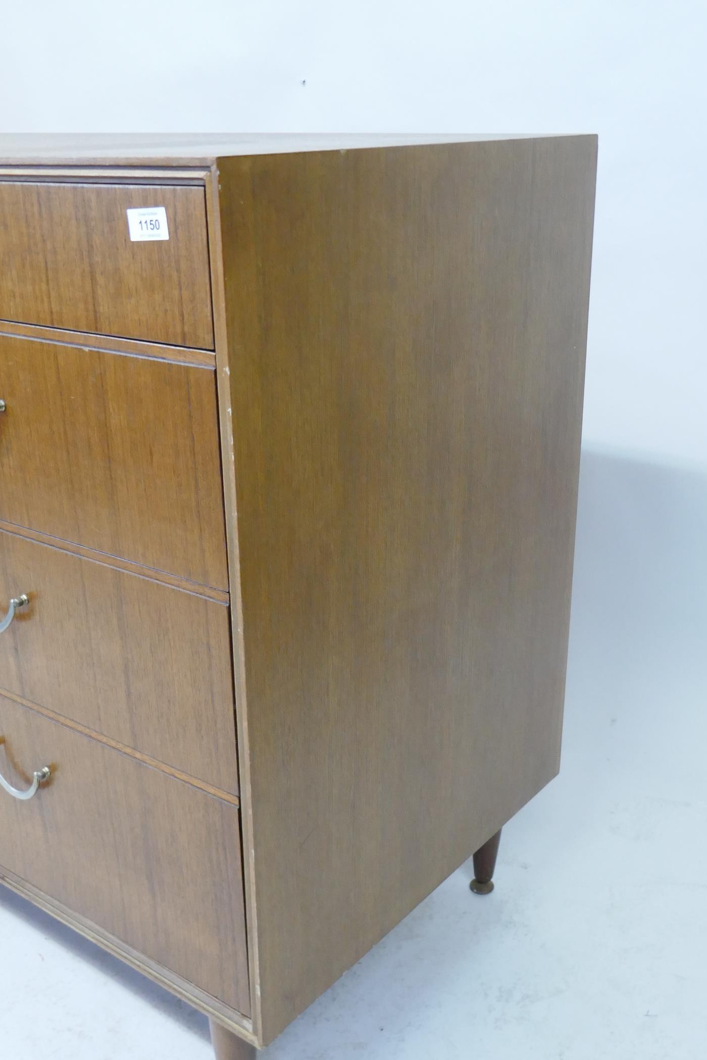 A 1970s Meredew teak chest of drawers, two short over three long, 122 x 55cms, 93cm high - Image 3 of 4