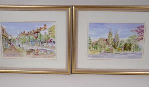 Christine Scott, a pair of limited edition colour prints of Claygate Holy Trinity Church and the
