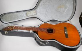 A Yamaha G50-A Spanish guitar (Nippon Gakki S Ltd) in a fitted hard case, 100cm long