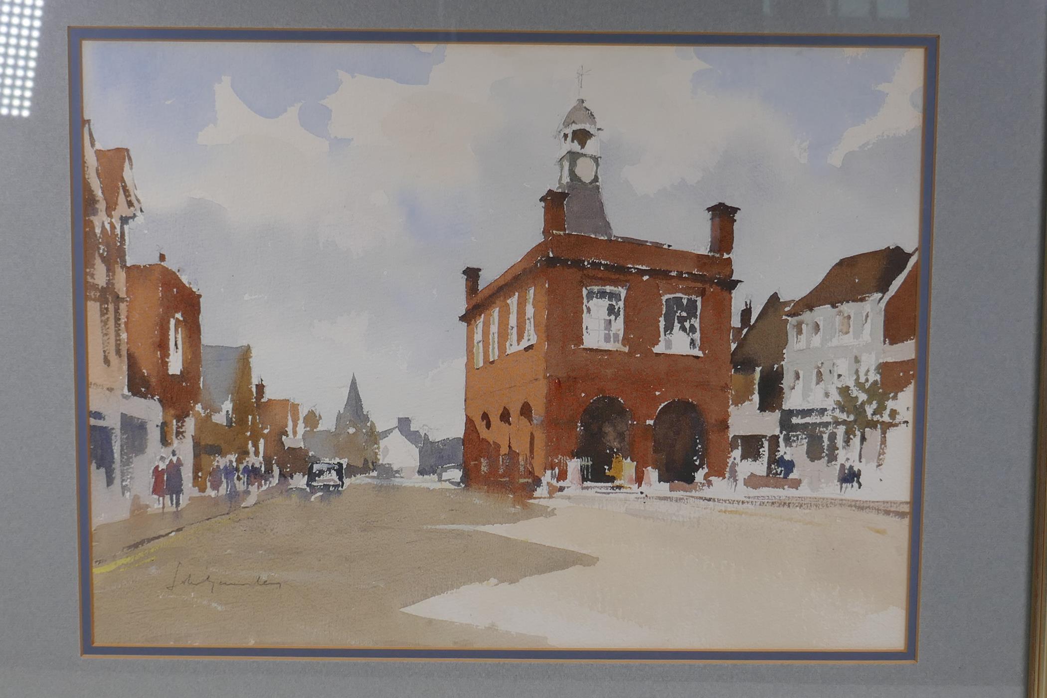 John Yardley, (British, b.1933), Reigate town, signed in pencil, watercolour, 47 x 35cms - Image 2 of 5