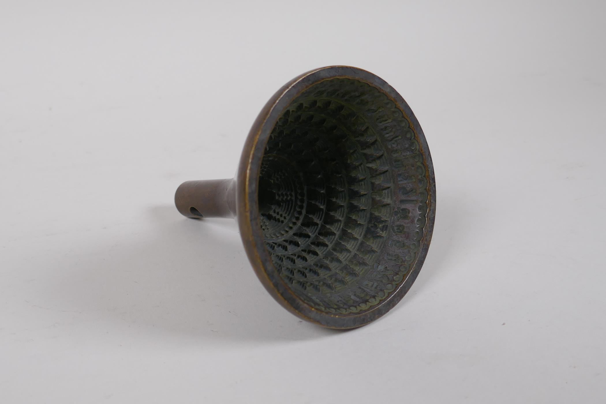 A Tibetan cast bronze Tsa Tsa Stupa mold, 9cm diameter