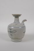 A c19th oriental blue and white porcelain wine pourer, 15cm
