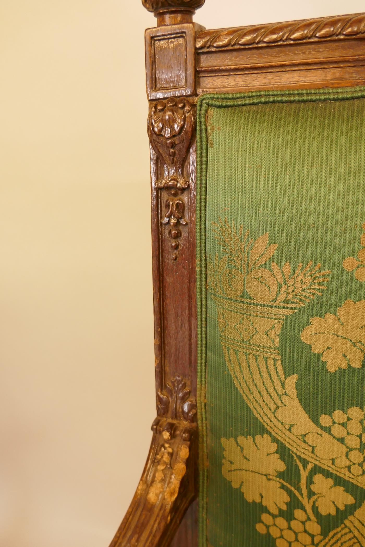 A C19th French style carved walnut settee, with shaped fronts, 180cm wide - Image 5 of 5