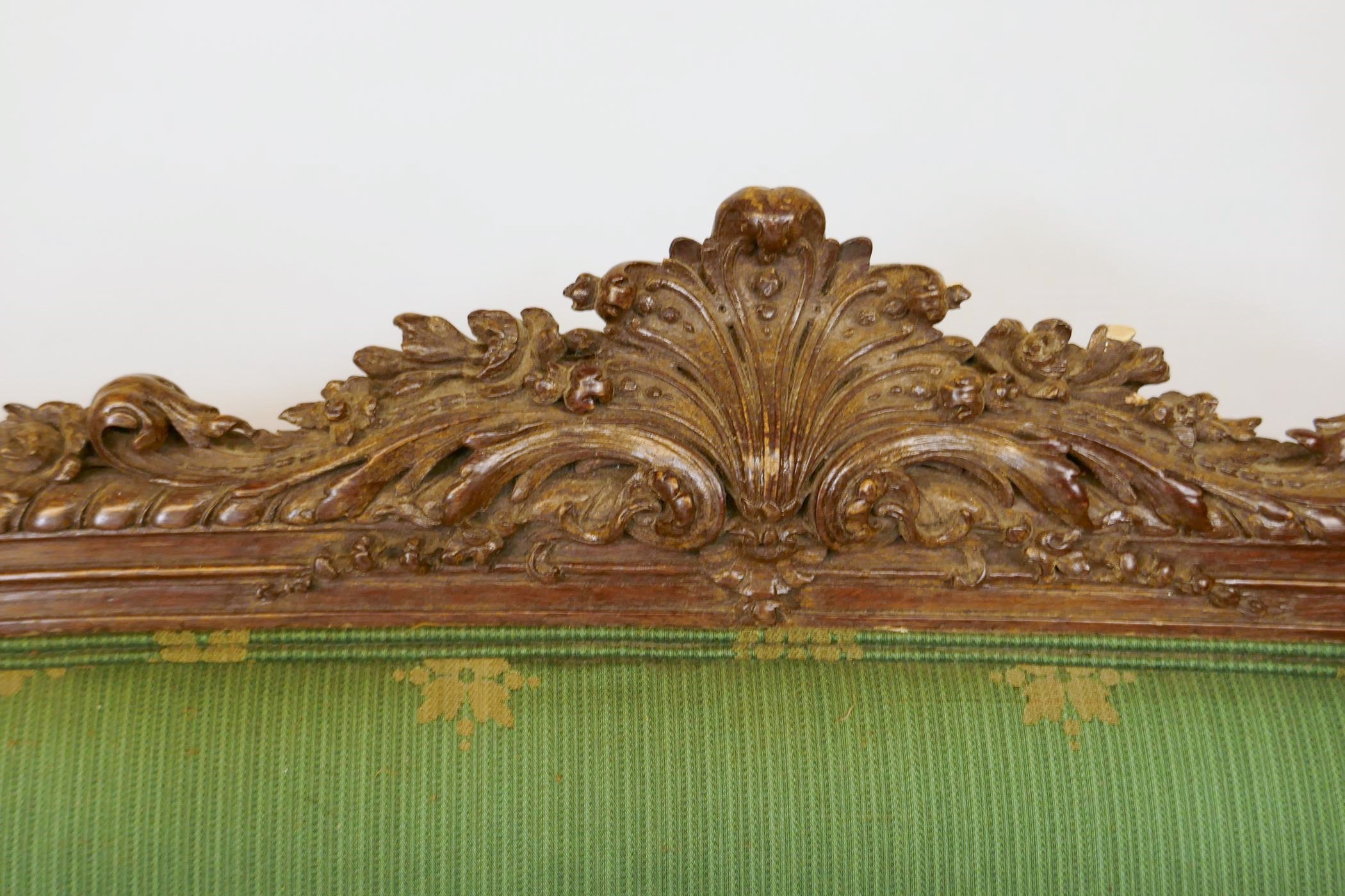A C19th French style carved walnut settee, with shaped fronts, 180cm wide - Image 3 of 5