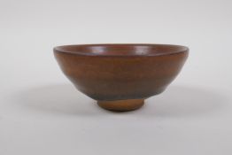 A Chinese Jian Kiln tea bowl with a hares fur glaze, 9cm diameter