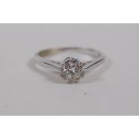 An 18ct white gold diamond engagement ring, approx ¾ct, size K/L