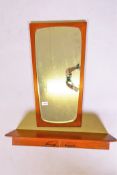 A mid century Danish teak two drawer floating wall shelf and mirror, shelf 70cmx 17cm