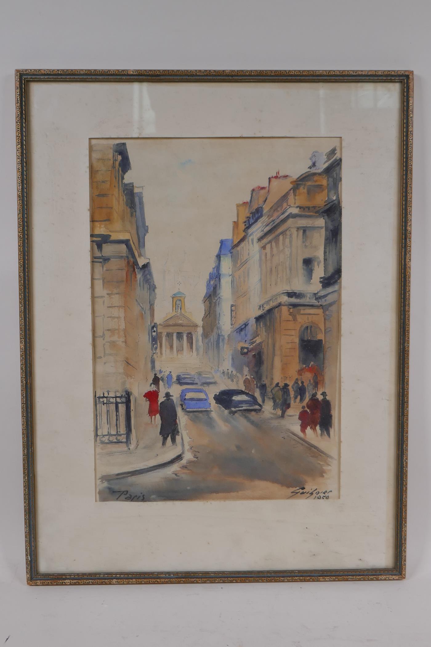 Fernand Guignier, Paris, watercolour, signed and dated 1959, 23cm x 34cm - Image 3 of 5