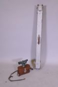 A vintage surveyors' folding measure by Holbro, 111cm long collapsed and a leather cased Hilger &