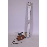 A vintage surveyors' folding measure by Holbro, 111cm long collapsed and a leather cased Hilger &