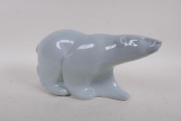 A Spode Copeland onyx ware porcelain figure of a polar bear, stamped K447, 15cm high