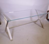 A 1990s B & B Italian 'Max/Pathos' dining table with glass top, designed by Antonio Citterio of