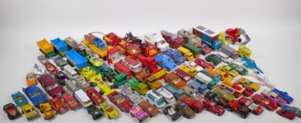 A quantity of vintage die cast cars including Corgi, Triang, Matchbox etc