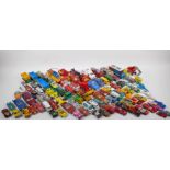 A quantity of vintage die cast cars including Corgi, Triang, Matchbox etc