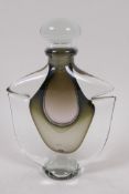 A Karlin Rushbrooke studio glass perfume bottle, signed, 18cm high