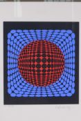 Victor Vasarely, abstract screen print, signed and numbered 6/8, 20cm x 22cm