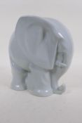 A Spode Copeland onyx ware porcelain figure of an elephant, stamped K446, 20cm high