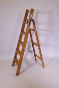 A pine decorator's step ladder, 150cm high