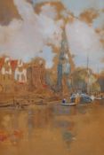 Louis Burleigh Bruhl, (British, 1861-1942), Dutch river landscape, watercolour, pencil signed,