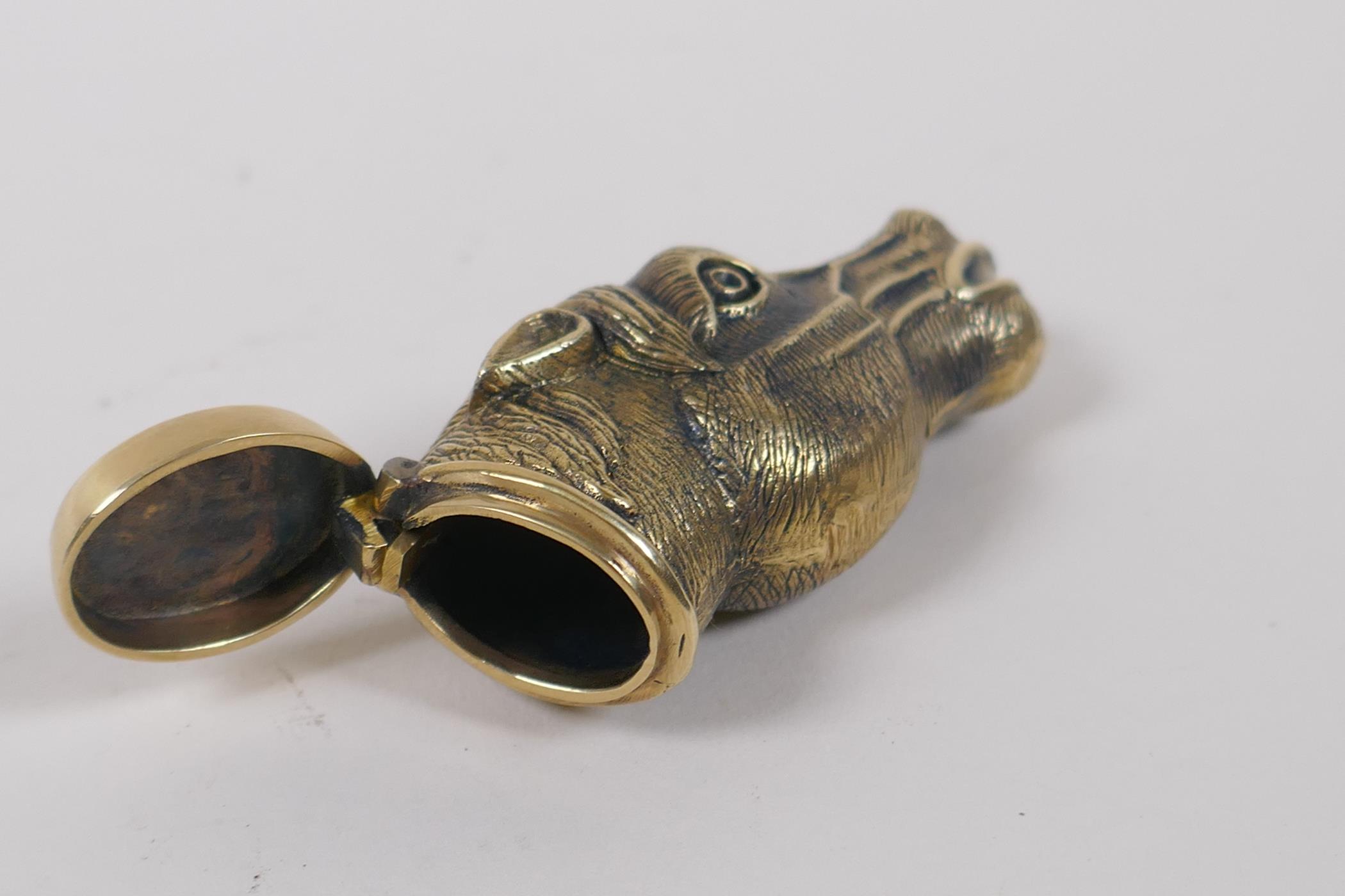 A brass vesta case in the form of a horse's head, 6cm long - Image 3 of 3