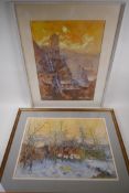 Michael Cadman, Crowns Mine-Botallack, 1974,  and From My Dorset Carden, 1982, two gouache works