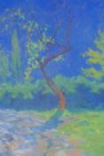 Edouard Debourg, tree against blue, pastel on paper, 25cm x 32cm