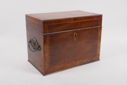 A C19th inlaid mahogany tea caddy, 27cm x 16cm, 20cm high