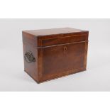 A C19th inlaid mahogany tea caddy, 27cm x 16cm, 20cm high