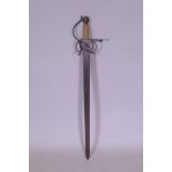 A model of a Colada sword with wire bound handle and hilt with stylised thistle decoration, 93cm