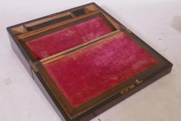 A Victorian rosewood writing slope with brass mounts, 40cm x 23cm x 14cm