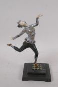 Art Deco style cold painted bronze figure of a dancer after Chiparis, 23cm high