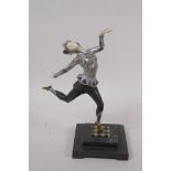 Art Deco style cold painted bronze figure of a dancer after Chiparis, 23cm high