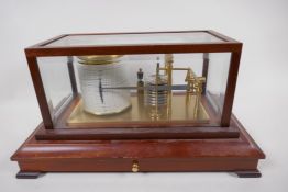 A mahogany cased barograph by Russell of Norwich, 39cm wide