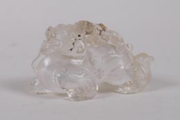 A Chinese moulded glass kylin, 6cm long