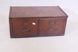 Am early C20th oak two drawer filing cabinet, 84cm x 43cm x 35cm