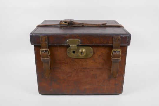 A Victorian leather four section cartridge case by C.B. Vaughn, 39 Strand, London, WC2, 33cm x 26cm, - Image 3 of 6