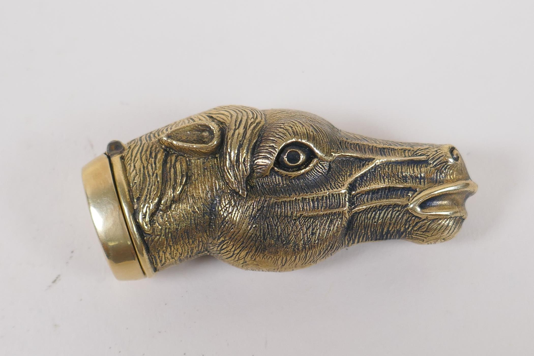 A brass vesta case in the form of a horse's head, 6cm long - Image 2 of 3