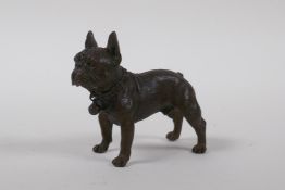 A bronze figure of a French Bulldog, 8cm long