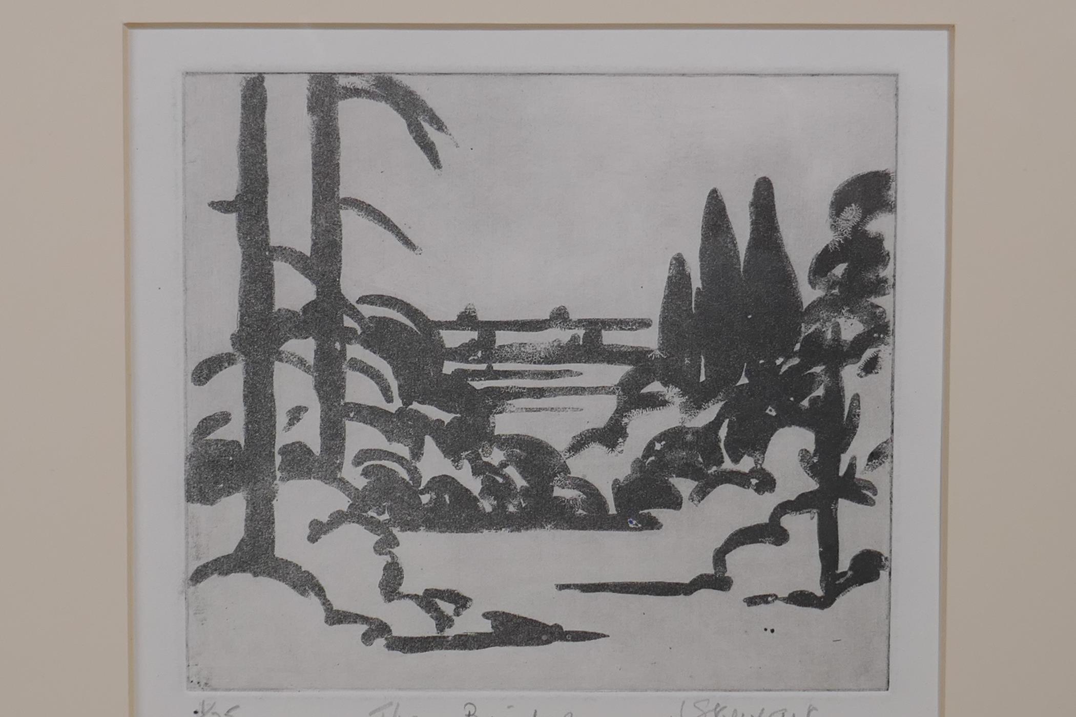 Joy Stewart, The Bridge, and  Country Road, two limited edition etchings, 1/25, pencil signed, - Image 6 of 7