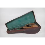 An Italian mandolin by Gennaro Maylioni, Napoli, and a travel case, mandolin 60cm long