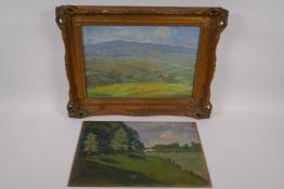 Reginald Grenville Eves, landscape, signed oil on panel, and a landscape attributed to the same
