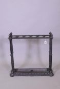 A C19th Coalbrookdale cast iron stick stand, 65cm x 63cm