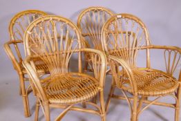 A set of four bamboo conservatory chairs