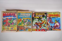 A large quantity of 1970s UK printings of Marvel Comics, including 48 issues of The Mighty World