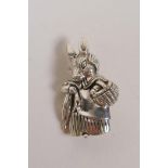 A sterling silver brooch in the form of Mrs Rabbit from the Beatrix Potter books, 3cm